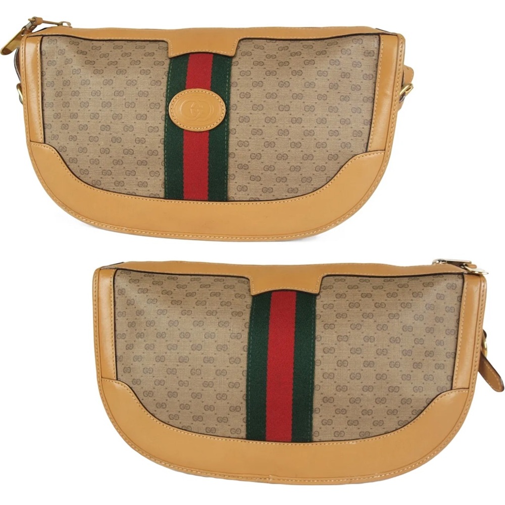 🔴SOLD🔴GUCCI Vintage Sherry Line Micro GG Web PVC Canvas Browns Crossbody bag - Picture 14 of 15